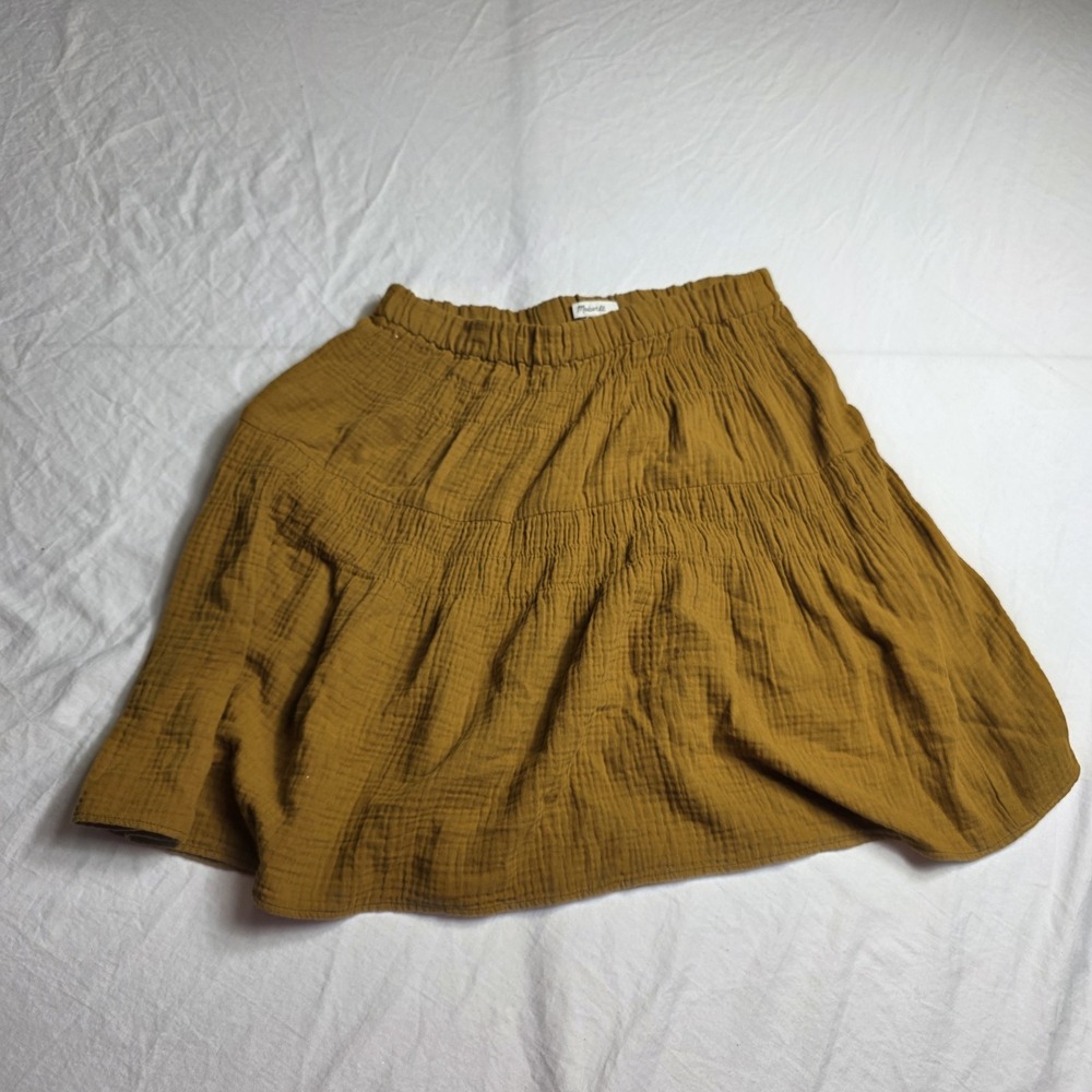 Madewell women's mini skirt Double-Gauze Smocked Mustard XS